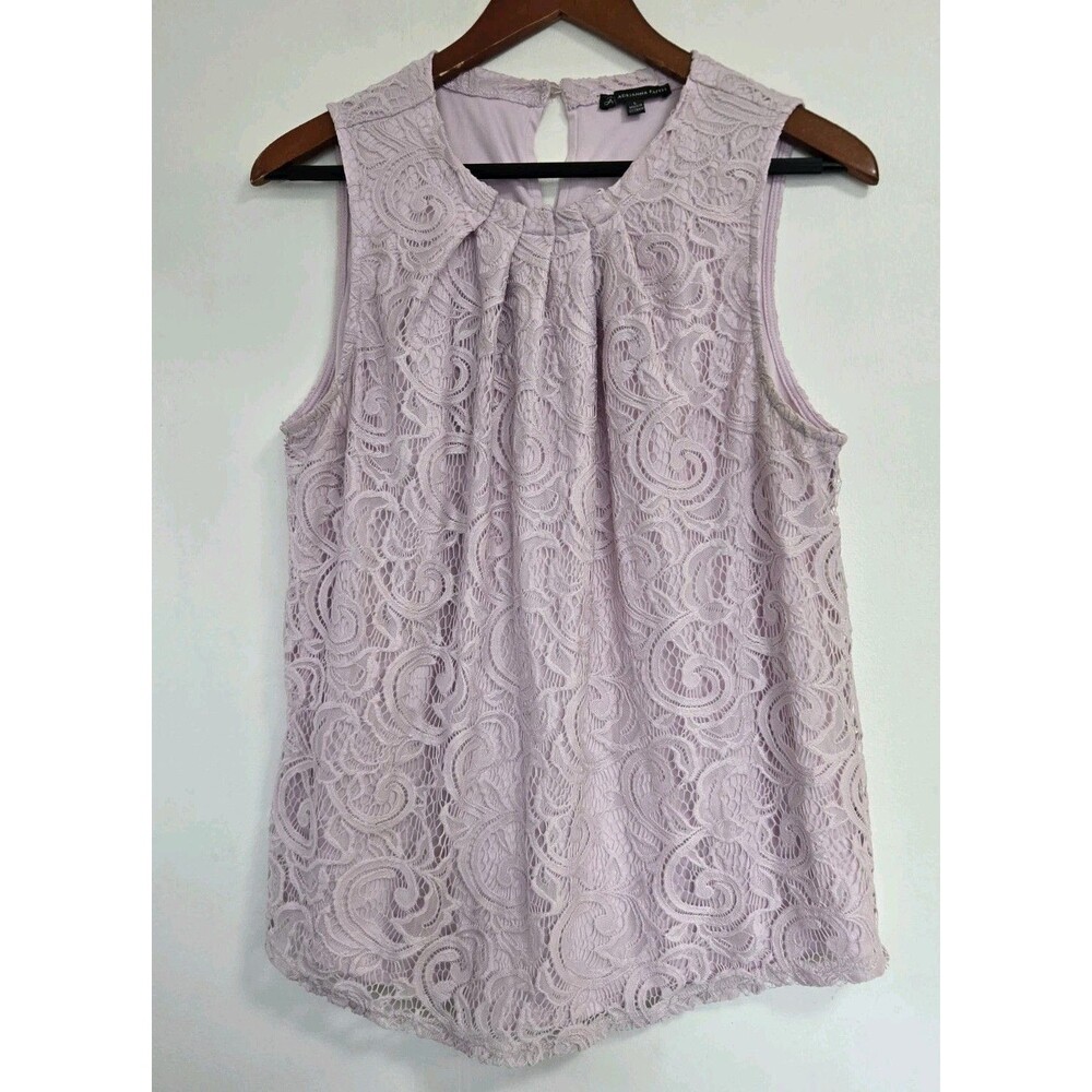 Adrianna Papell Blouse Womens L Lace Pleated Fairy Floral Boho Romantic Soft